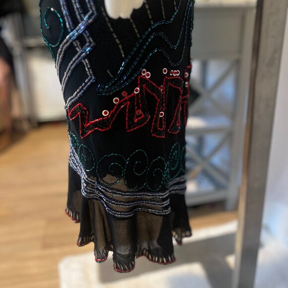 100% Silk Beaded SzM Fabrica Black Evening/Formal Party/Wedding/Prom/Party Dress - Picture 5 of 15